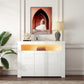 Sideboard Storage Cabinet with Muti- Colored LED Light & 3- Doors