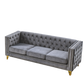 Velvet Tufted Square Arm Couch with Metal Legs - 2pcs