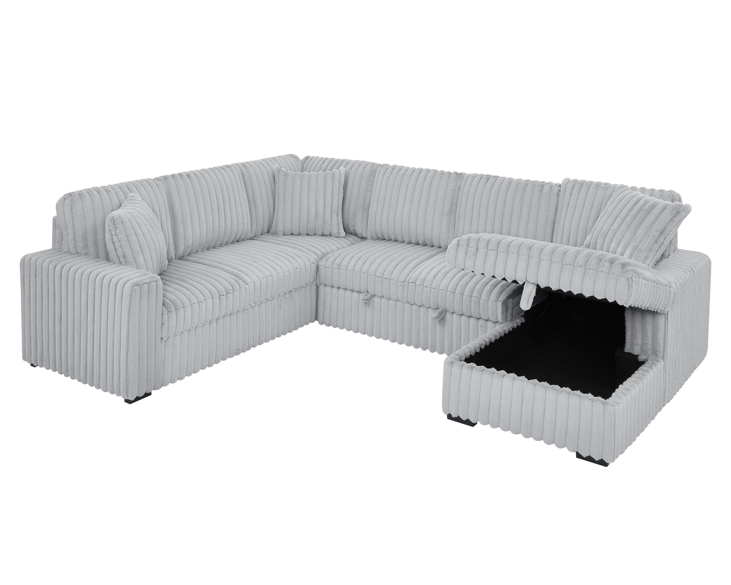 Oversized Corduroy Sectional With USB Charging Ports