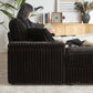 Corduroy 3-Seater Sofa With A Ottoman, 2 Storage & Cup Holder