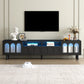 Fluted Glass TV Stand with LED Light Strip for Up to 80'' TV's