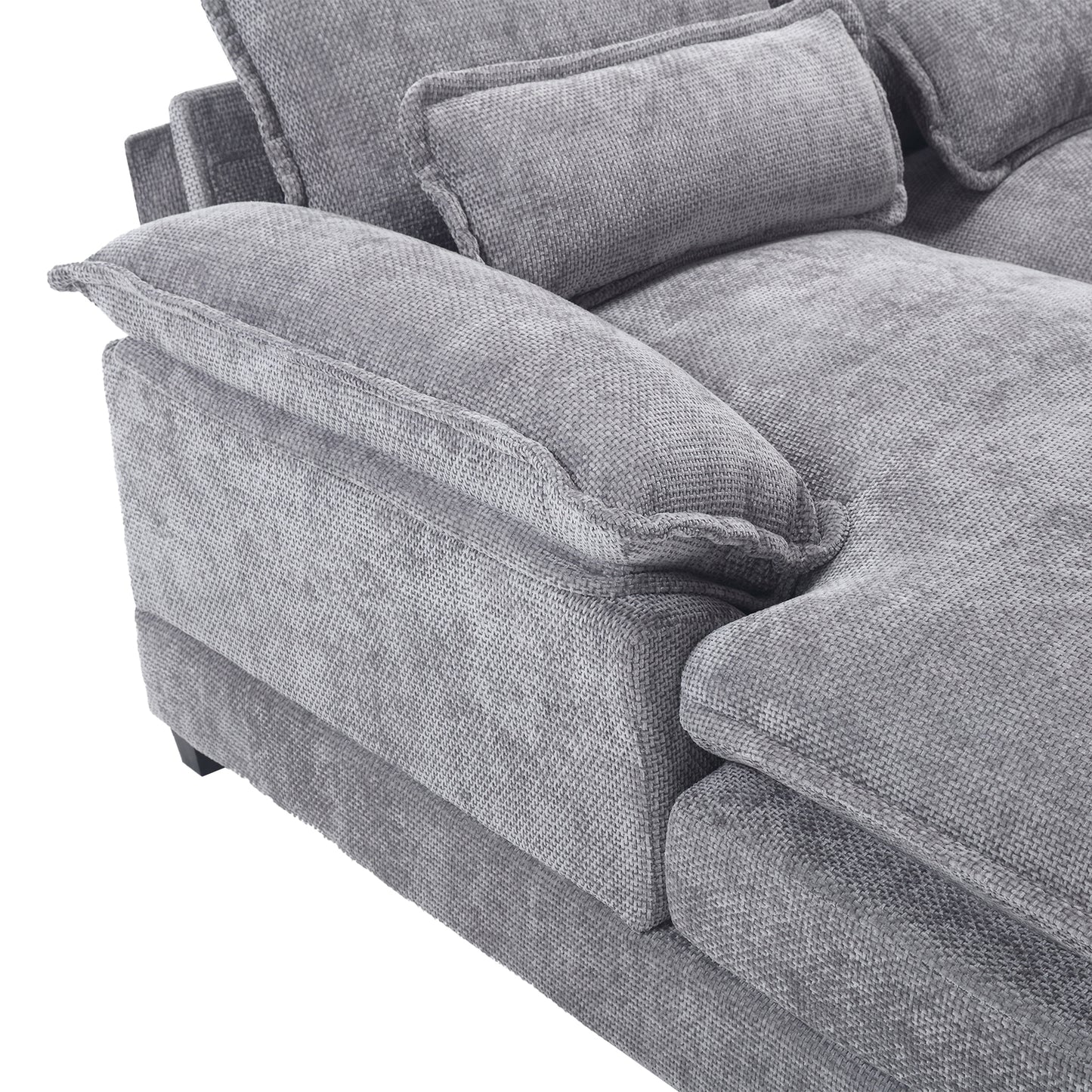 Oversized Chenille Fabric U-shaped Combination Sectional Sofa - Four-Seater