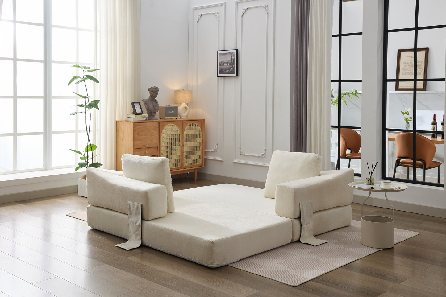 Modern Minimalist Fold-Out Sofa Bed with Removable Backrest