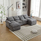 Oversized Chenille Fabric U-shaped Combination Sectional Sofa - Four-Seater