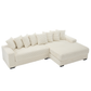 Oversized Corduroy L-Shaped Sofa with Chaise & Pillows