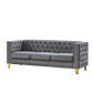 Velvet Tufted Square Arm Couch with Metal Legs - 2pcs