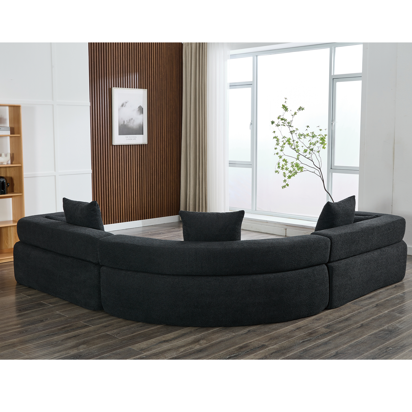 Oversized Semicircular Modular Sofa, Black