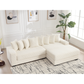 Oversized Corduroy L-Shaped Sofa with Chaise & Pillows