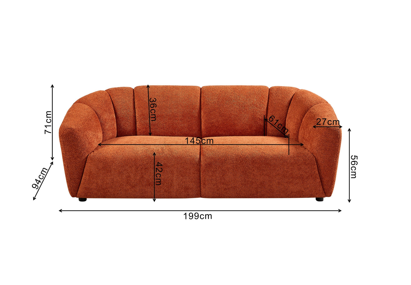 Luxury Boucle Fabric 3 Seater Sofa