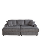 Corduroy 3-Seater Gray Sofa with Ottoman, Storage, & Cup Holders