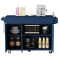 K&K 53.2''  Kitchen Island with Drop Leaf, Kitchen Storage Cart with Spice Rack, Towel Rack and 2 Drawers, Rolling Kitchen Island on Wheels with Adjustable Shelves for Kitchen, Dining Room, Navy Blue