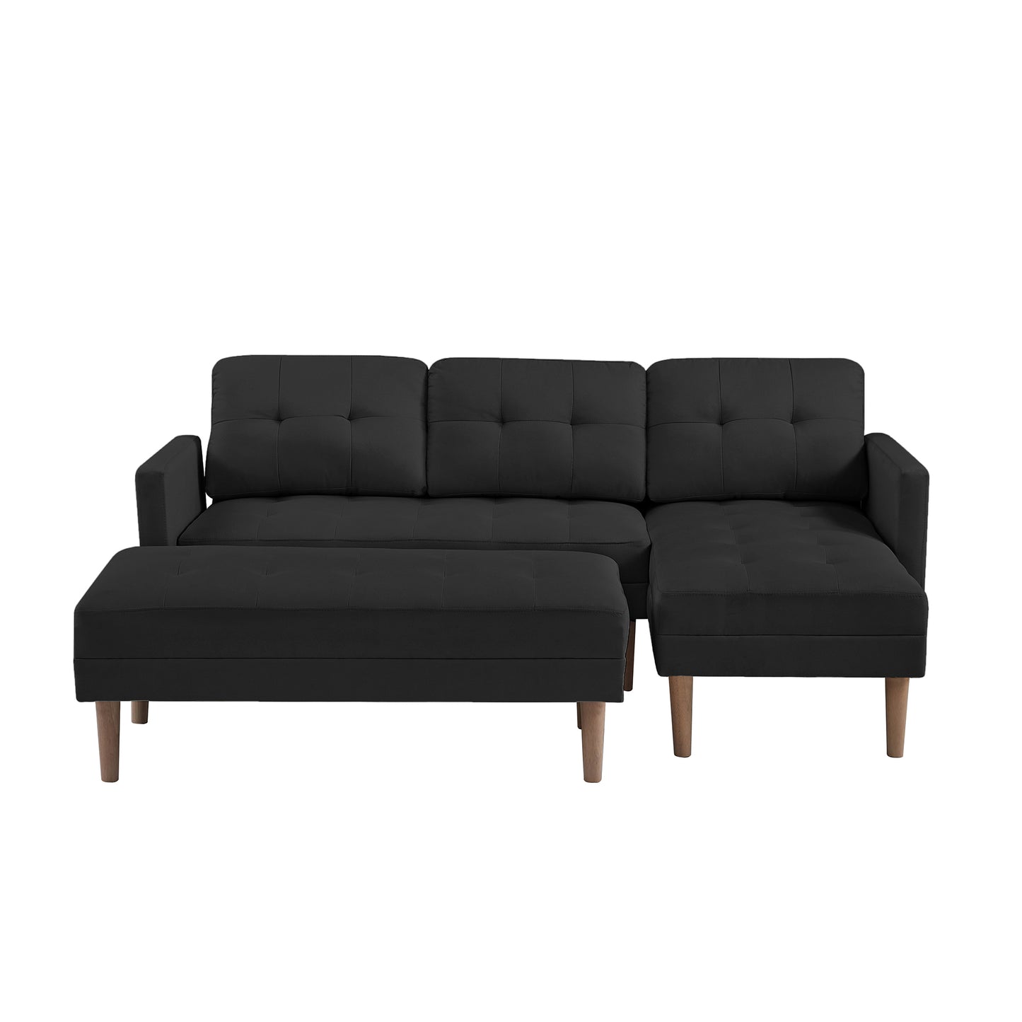 Right Facing L-shape Sofa Chaise Lounge with Ottoman Bench