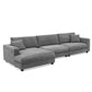 Oversized Corduroy L-Shaped Sectional Sofa with USB Ports & Cup Holders