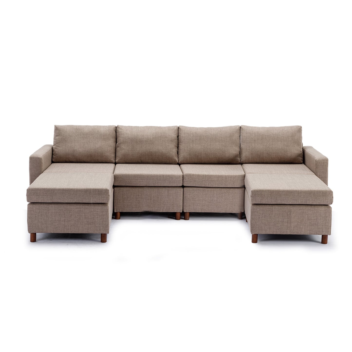 4-Seat Modular Sectional Sofa with 2 Ottomans