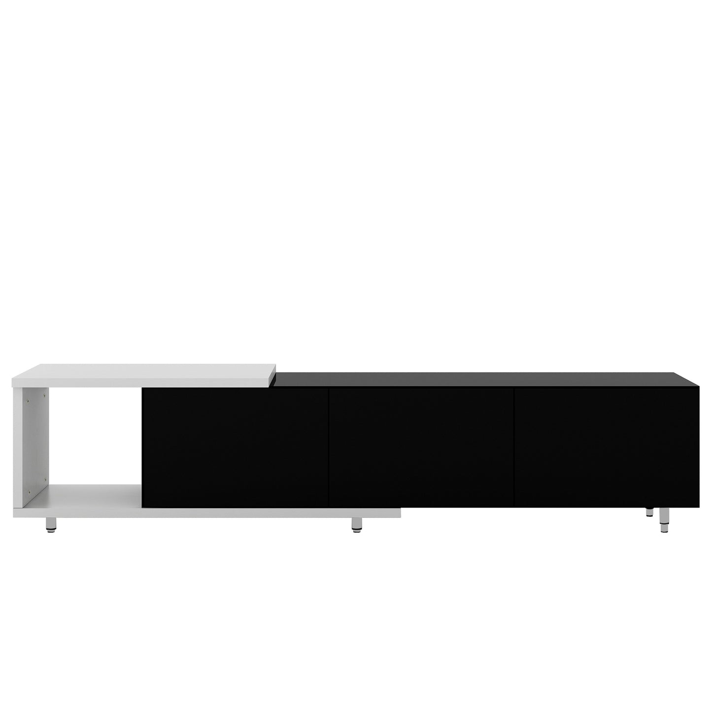 U-Can 70.1''-100'' Modern Stylish  TV Stand  TV Cabinet for 80+inch TV, White+Black, (Old SKU:WF299723AAB) Date of Expected Arrival: 11.25