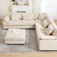 Oversized Corduroy Cloud Sectional Sofa with Plush Ottoman