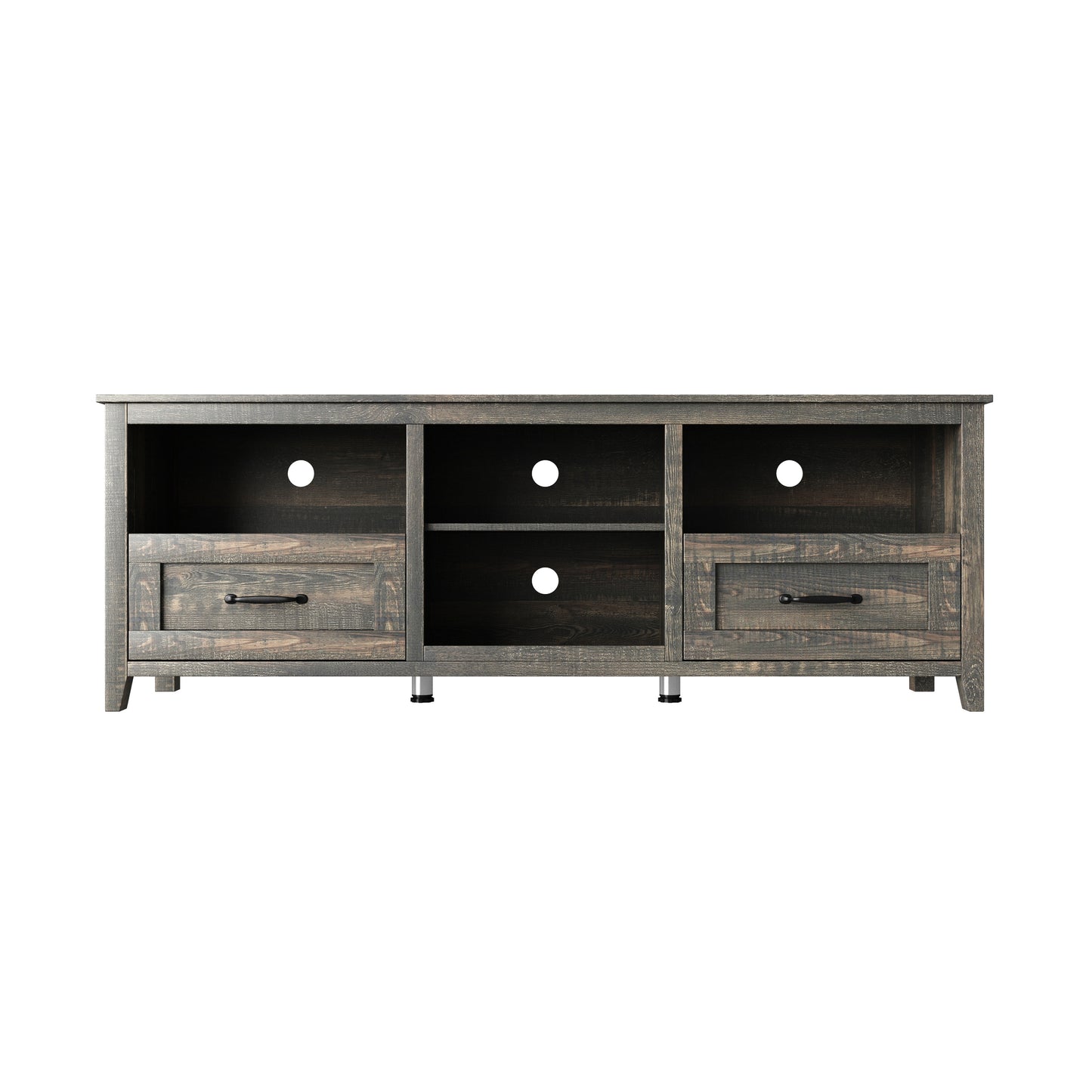 TV Stand with 2 Drawers and 4 High-Capacity Storage Compartment for up to 60" TV's - Black Pine