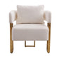 Modern Decorative Side Chair with Gold Metal Legs - 2PCS White