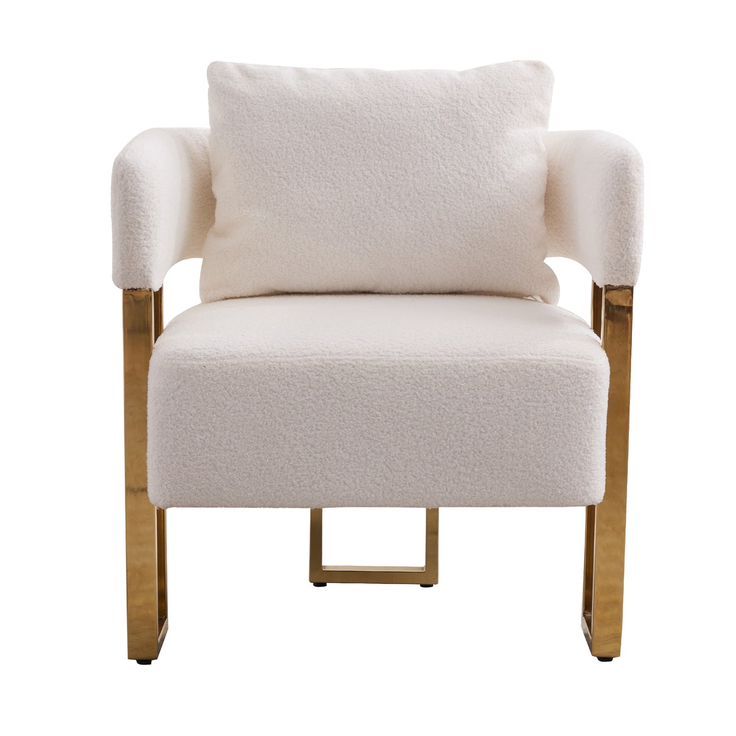 Modern Decorative Side Chair with Gold Metal Legs - 2PCS White