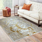 Luxury Area Rug in Beige and Gray with Gold Circles Abstract Design