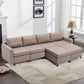 4-Seat Modular Sectional Sofa with 2 Ottomans