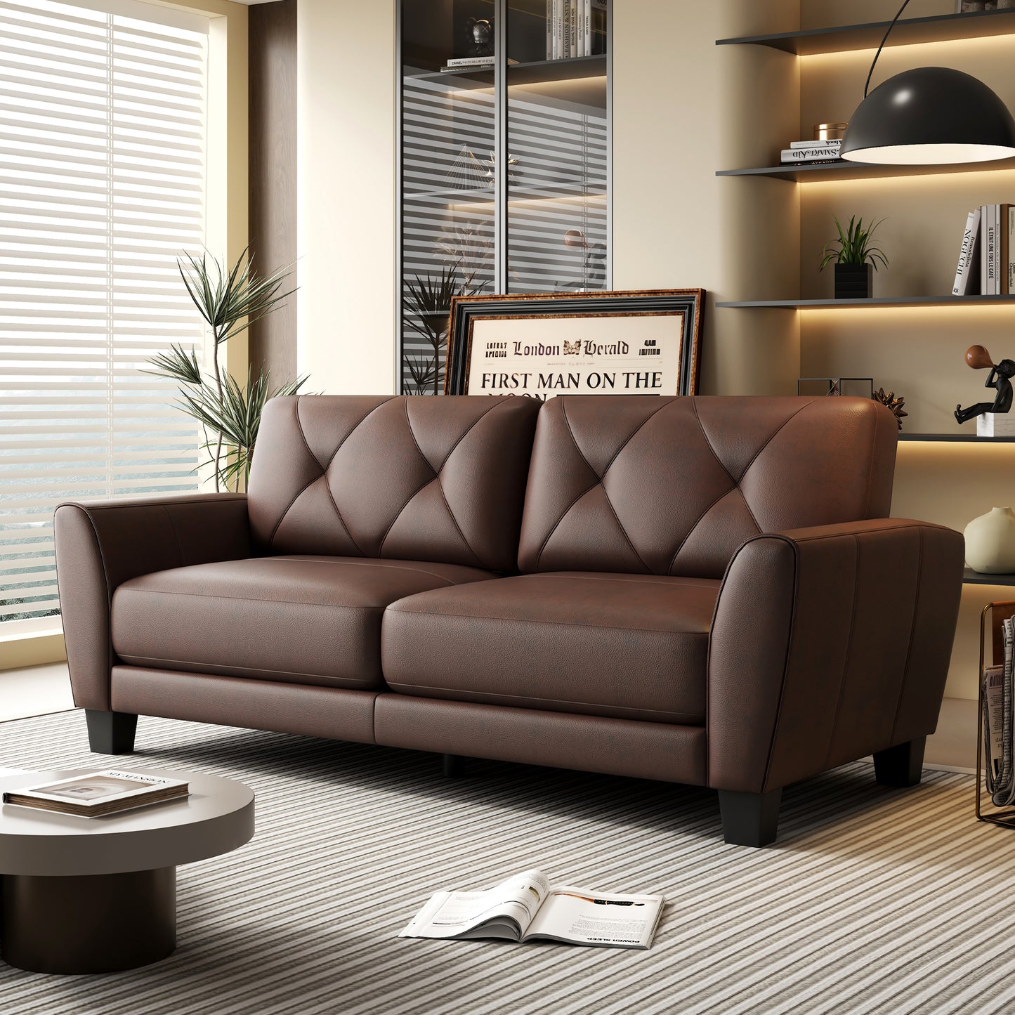 Genuine Leather Two-Over-Two Sofa