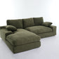 Corduroy Modular L-Shaped Sectional, Army Green