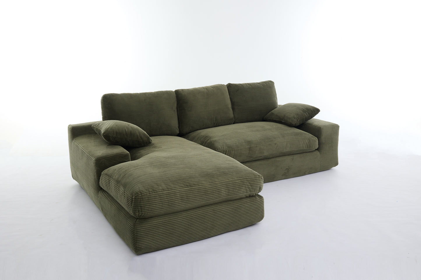 Corduroy Modular L-Shaped Sectional, Army Green