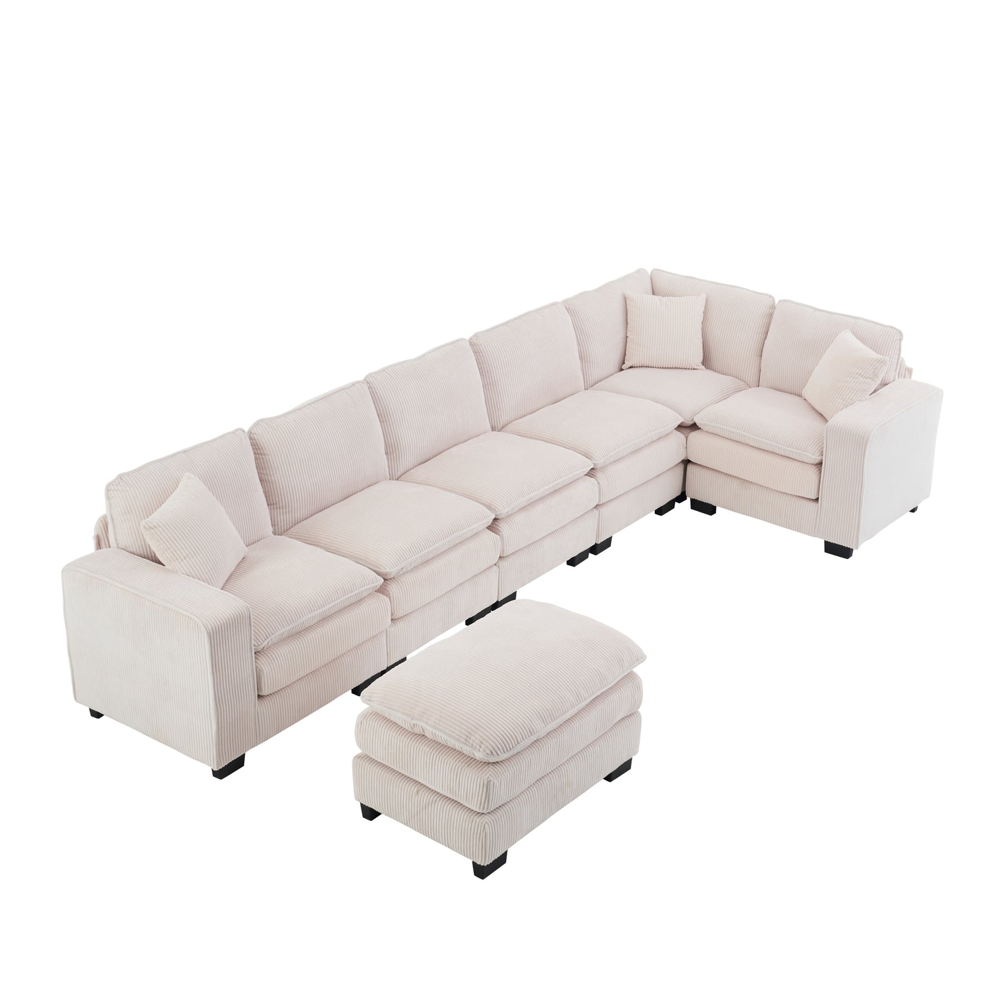 L Shaped 6-Seat Sofa Couch with Chaise Sectional