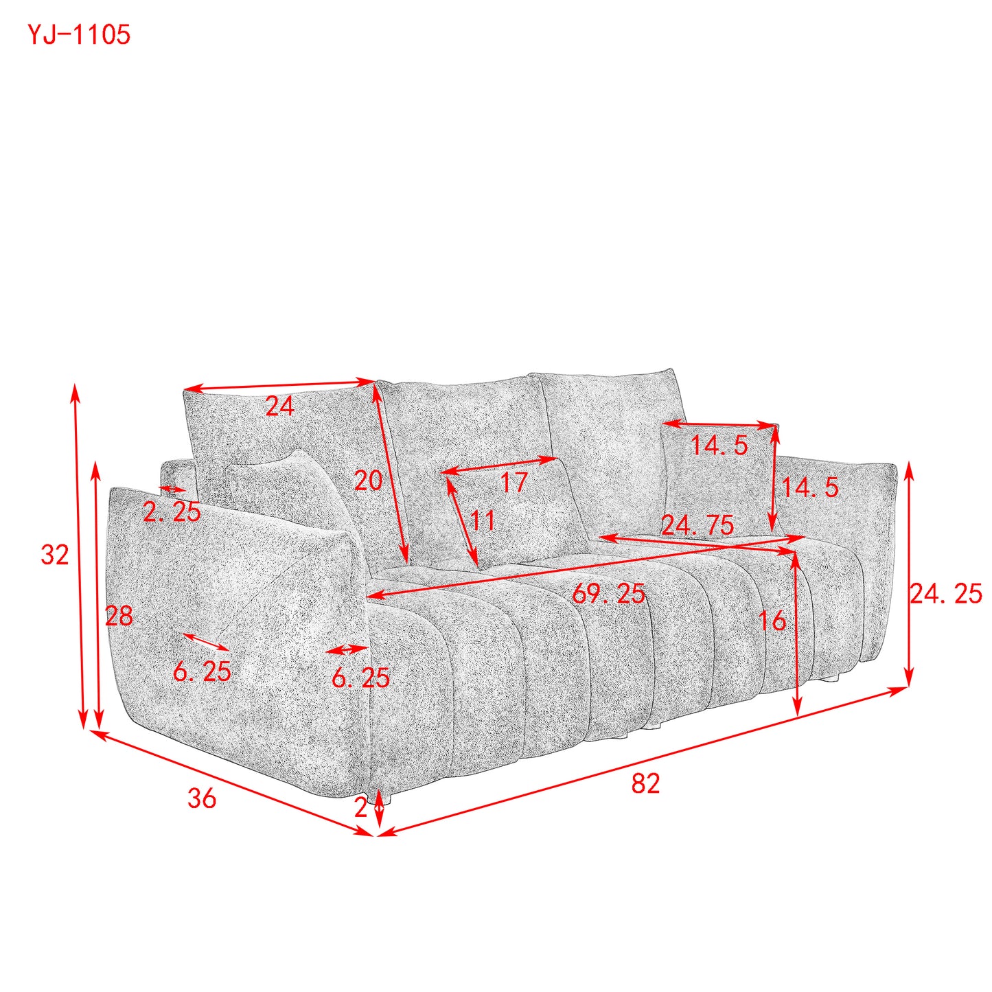 Premium 3- Seater Fabric Sofa