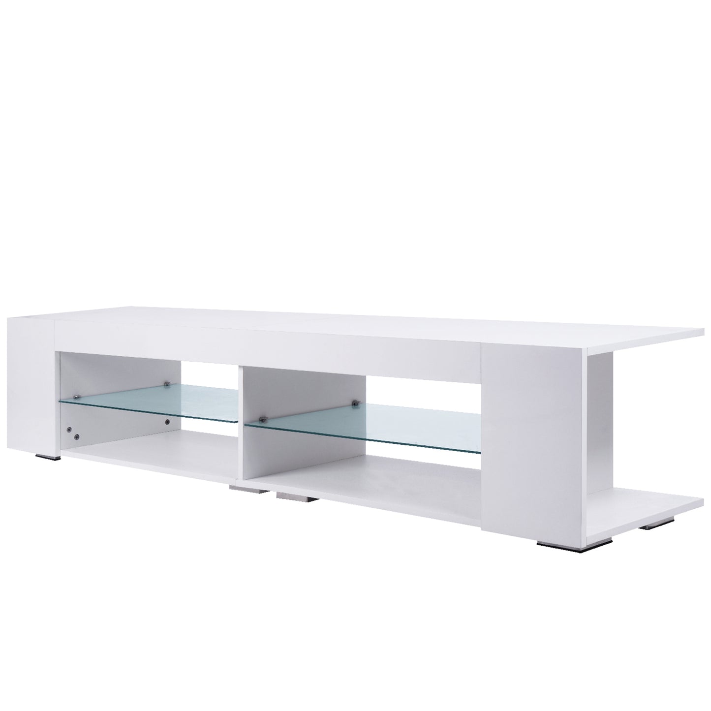 Modern Entertainment Center High Gloss with LED & Storage for up to 75" TV's