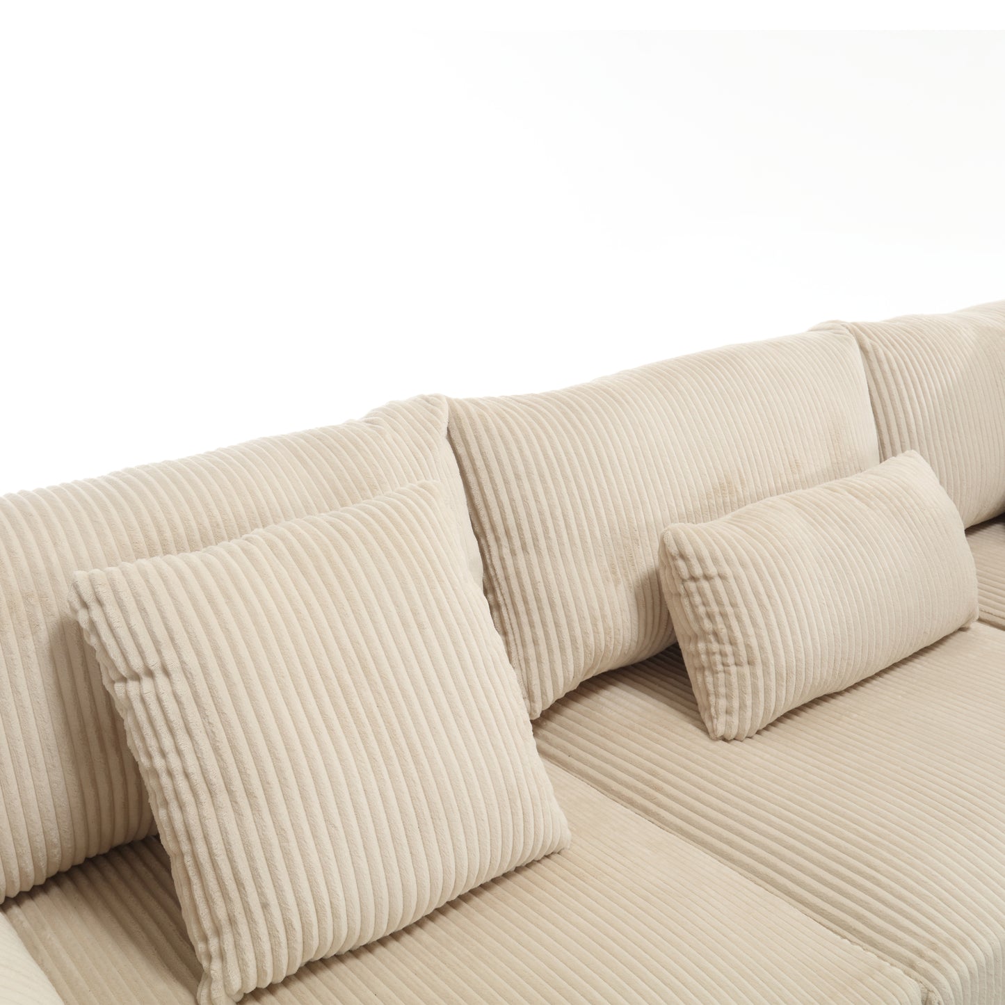 Oversized Corduroy Cloud Sectional Sofa with Plush Ottoman