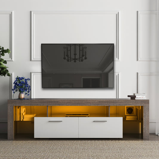 Modern TV Stand with LED Lights for up to 65" TV's with Tempered Glass Shelve