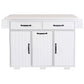 K&K Kitchen Island with Trash Can Storage Cabinet, Kitchen Cart with Drop Leaf, Spice Rack, Towel Rack and Drawer, Rolling Kitchen Island on Wheels with Adjustable Shelf, White