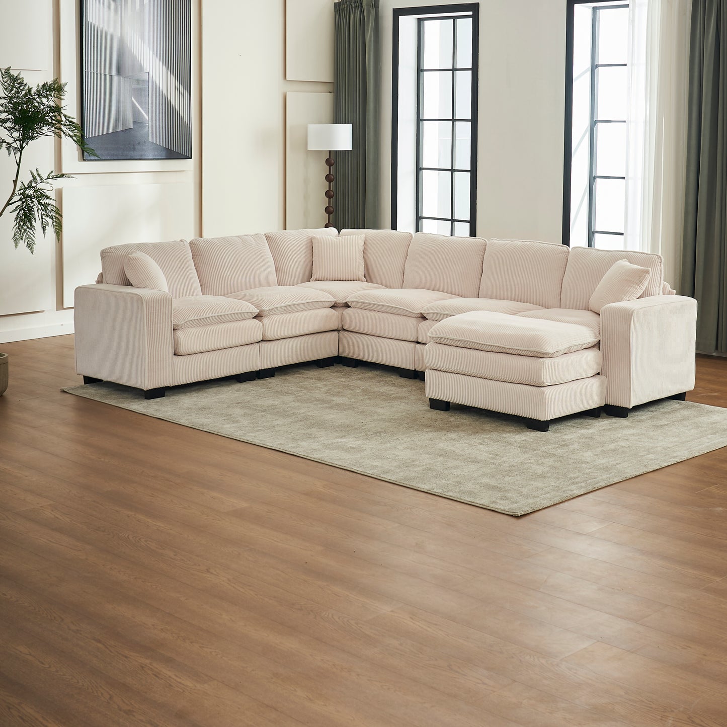 L Shaped 6-Seat Sofa Couch with Chaise Sectional