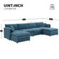 [VIDEO provided] [New] 134*66" Chenille Modular Sectional Sofa,U Shaped Cloud Couch Set with Double Cushions ,6 Seat Sleeper Sofa Bed with Ottomans,Oversized Indoor Furniture for Living Room, 3 Colors