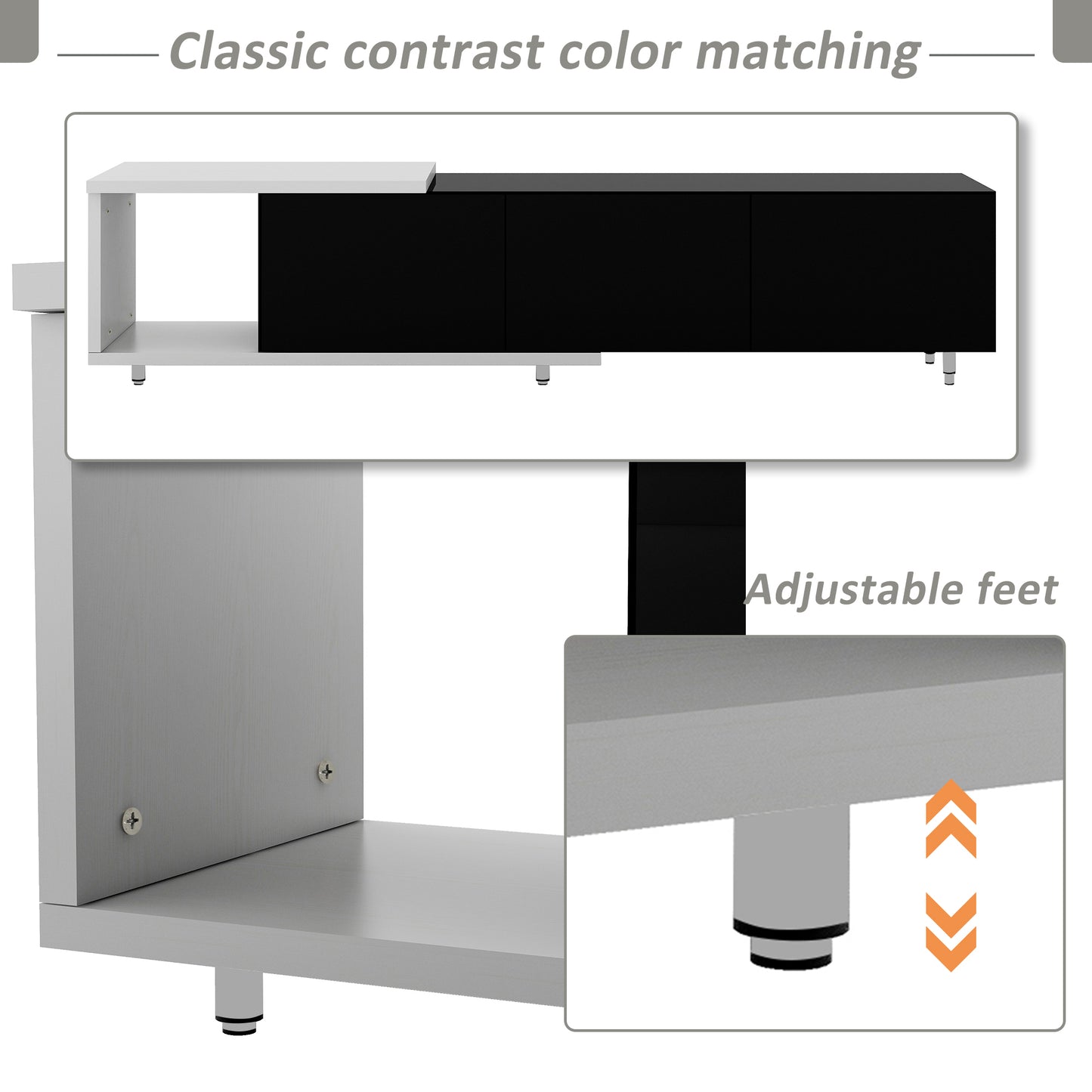 U-Can 70.1''-100'' Modern Stylish  TV Stand  TV Cabinet for 80+inch TV, White+Black, (Old SKU:WF299723AAB) Date of Expected Arrival: 11.25