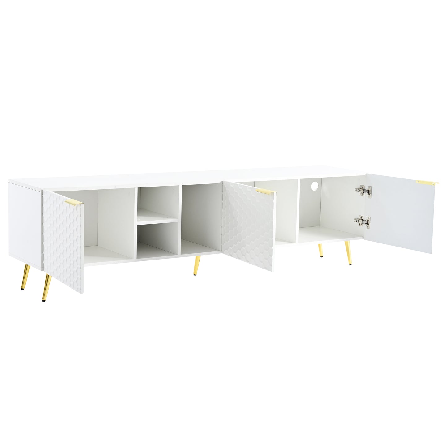 Modern Minimalist Geometric TV Cabinet with Metal Handles and Gold Legs For Up to 80'' TV's