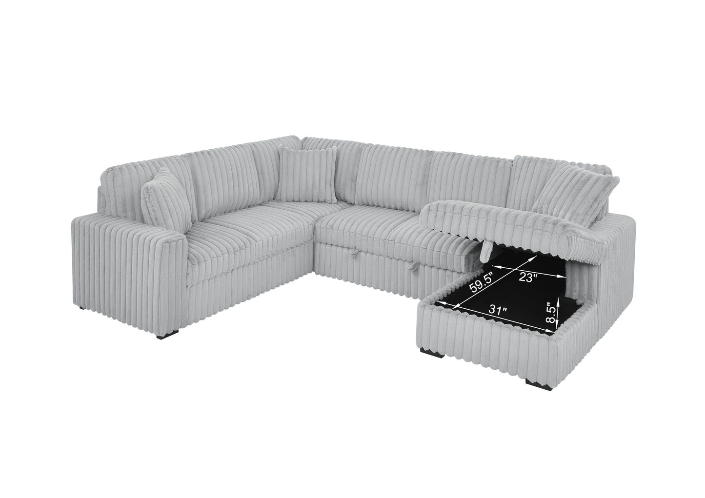 Oversized Corduroy Sectional With USB Charging Ports