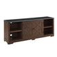 Modern Farmhouse Entertainment Console, Barn Door Design with Shelves and Cabinets For up to 80'' TV's