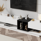 ON-TREND Sleek and Stylish TV Stand with Perfect Storage Solution, Two-tone Media Console for TVs Up to 80'', Functional TV Cabinet with Versatile Compartment for Living Room, White