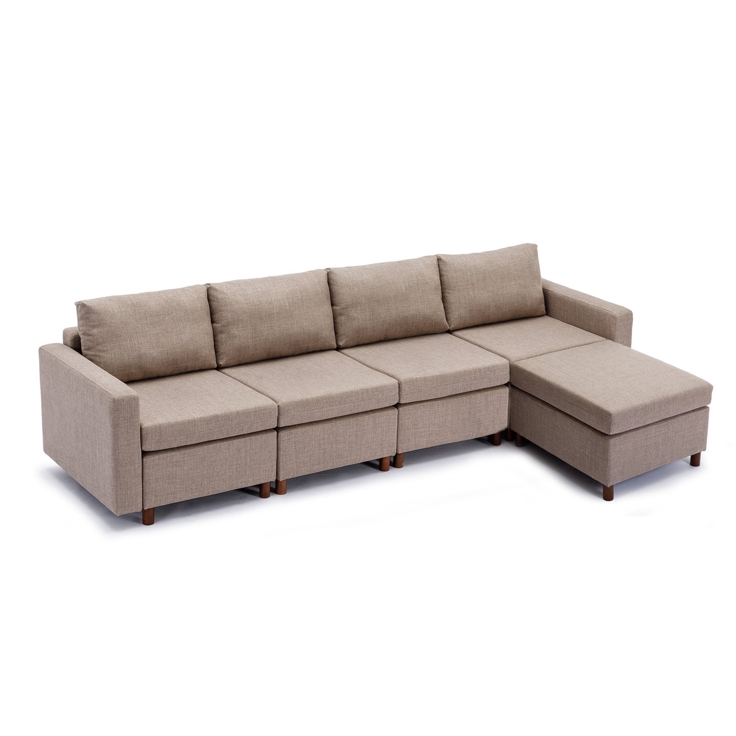 4-Seat Modular Sectional Sofa with 1 Ottoman