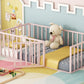 Girls, Twin Size Metal Floor Bed Frame with Fence & Door