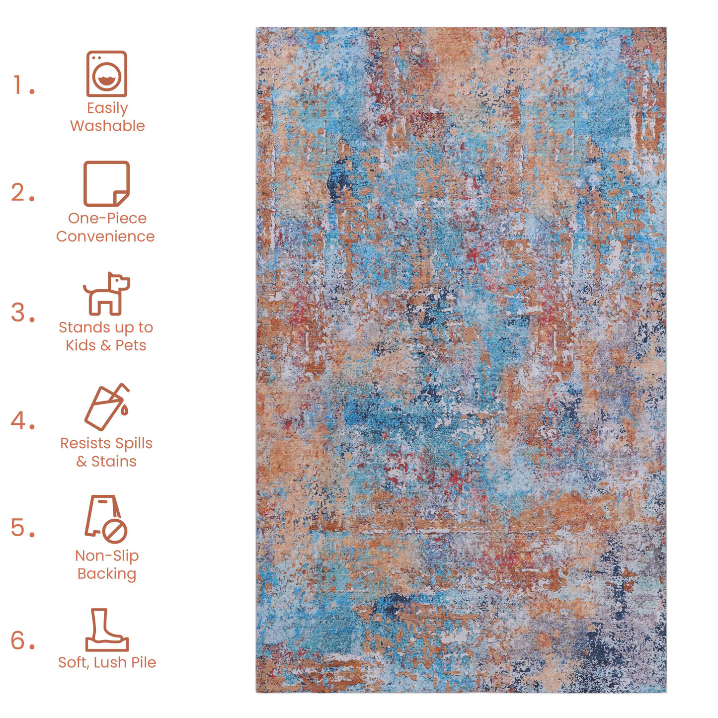 8x10 Washable Low-Pile Area Rug