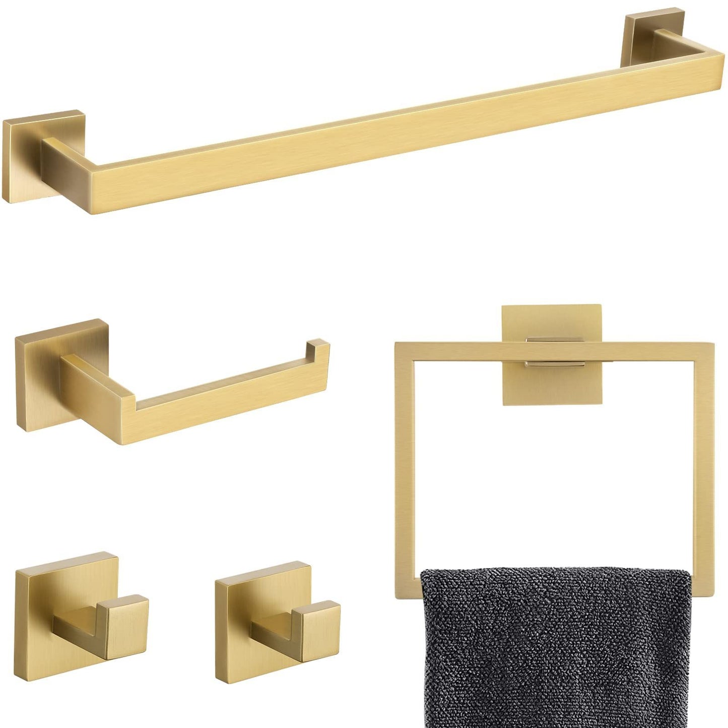 5 Pieces Bathroom Hardware Accessories Set Towel Bar Set Wall Mounted,Stainless Steel