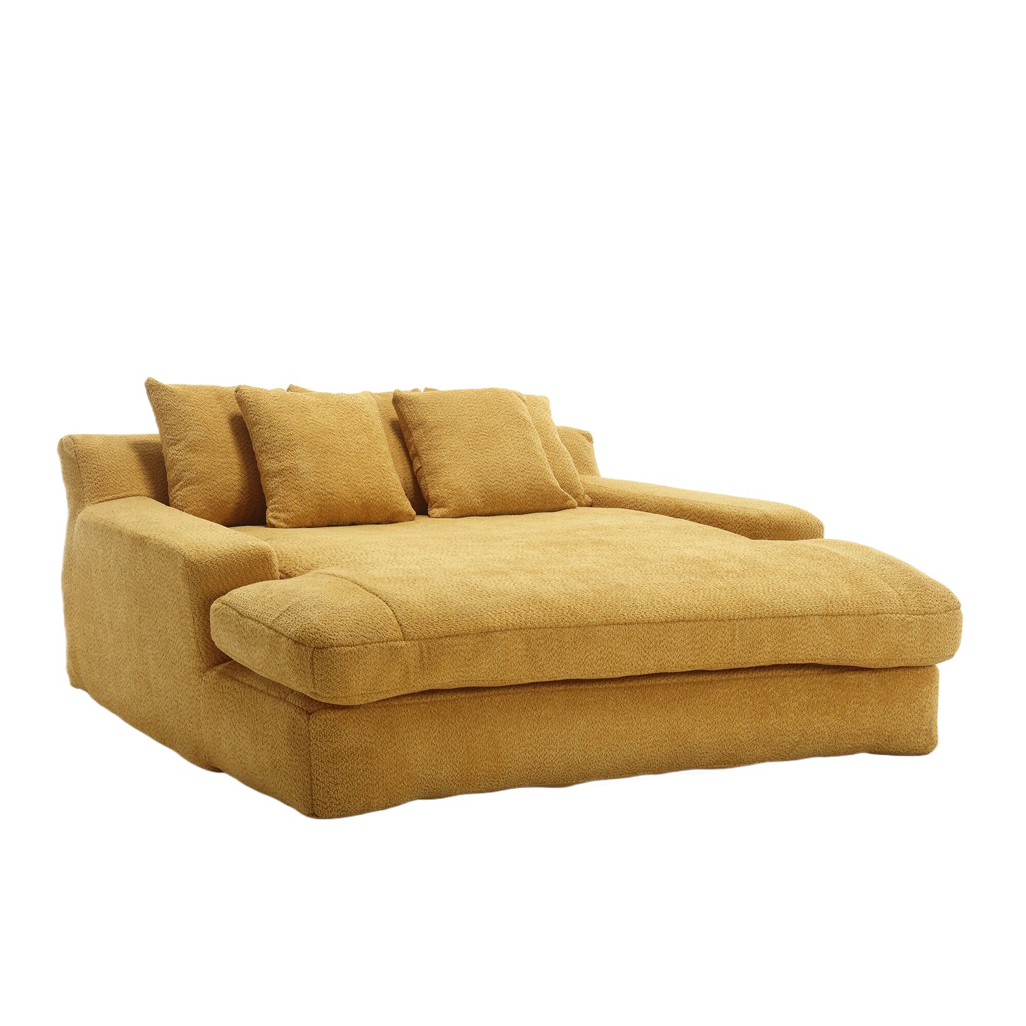 Chenille Fabric 2-Seater Lazy Sofa with 5 Back Pillows